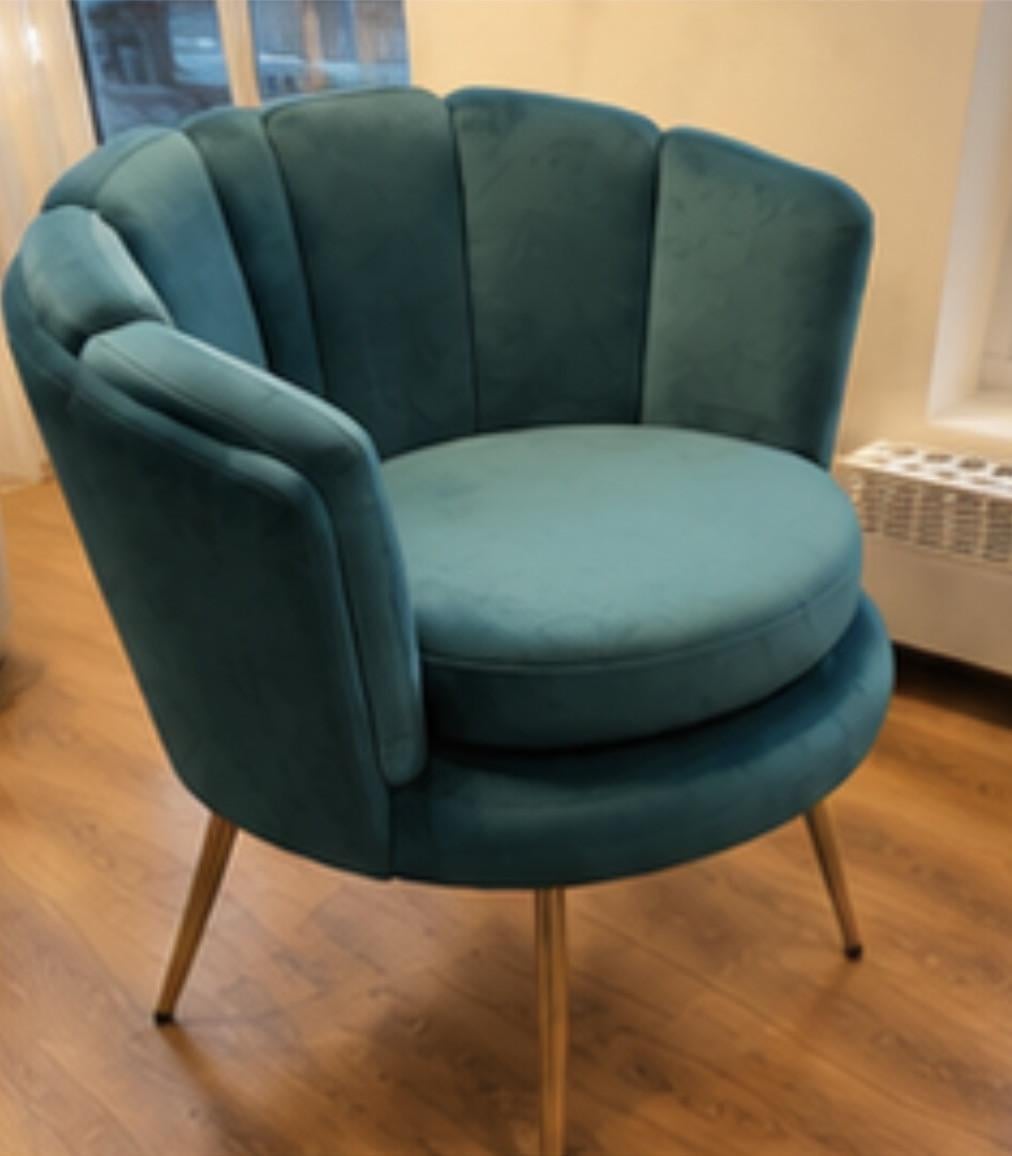 Petrolgroene velvet fauteuil, Light & Living
