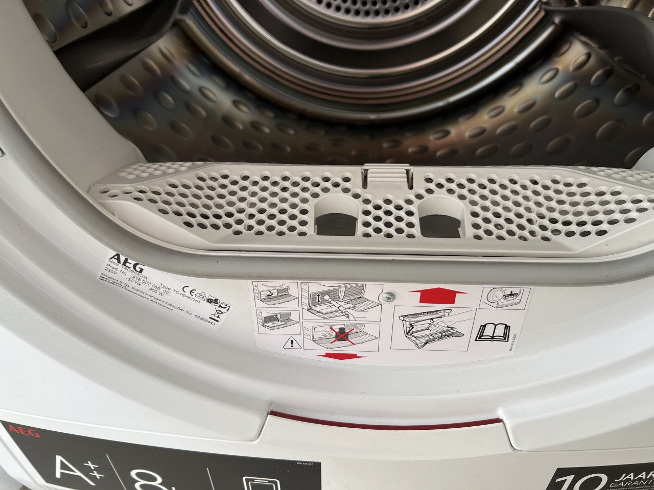 AEG T8DB84GW 8000 serie AbsoluteCare Warmtepompdroger 8 kg. Trommel