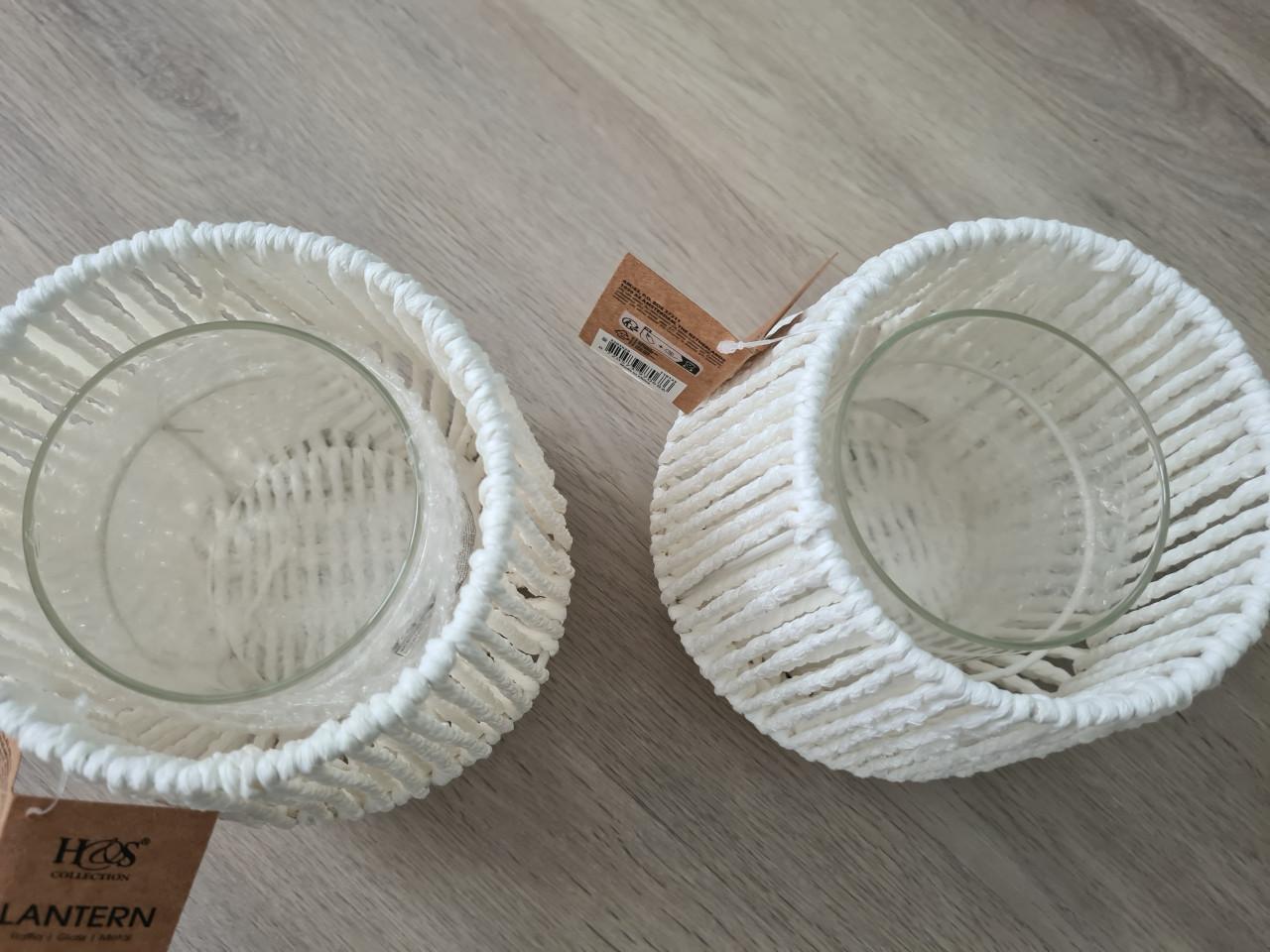 Windlichten raffia met glas NIEUW!
