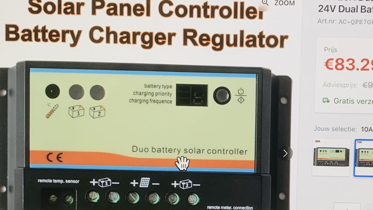 Solar Duo laadstroom regelaar 12 volt