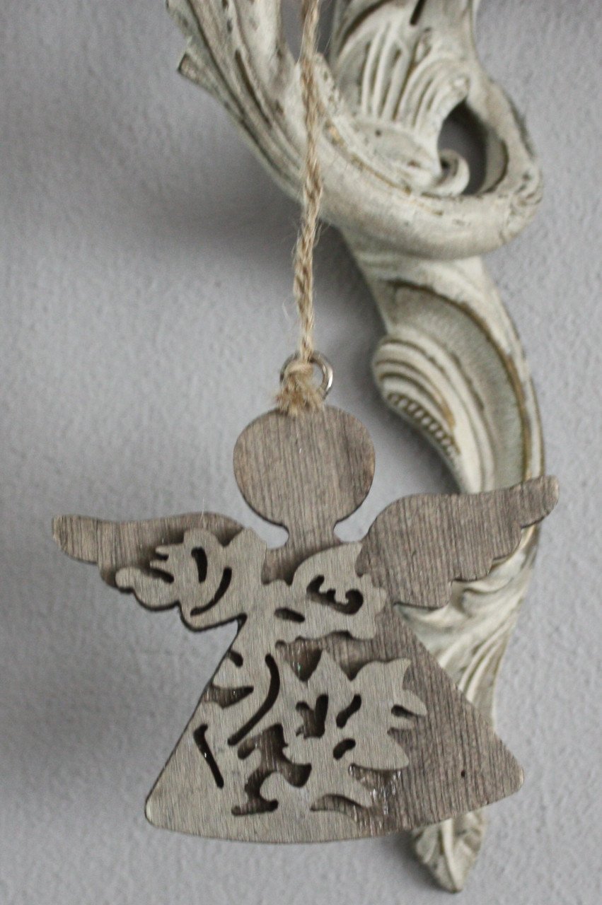 Houten kerst engel hanger