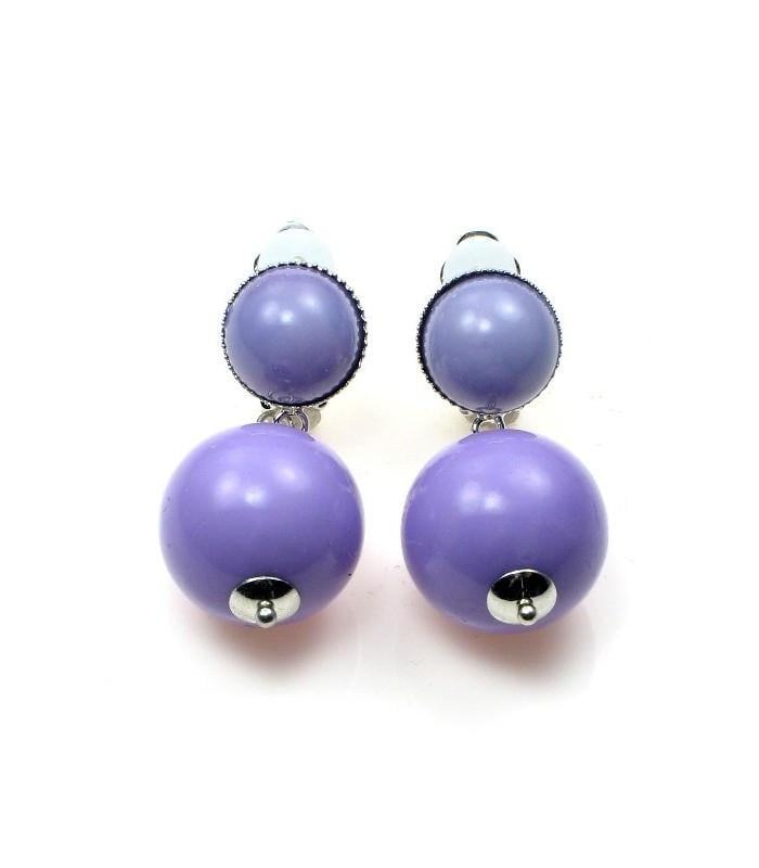 Oorclips met paarse bolvormige hanger