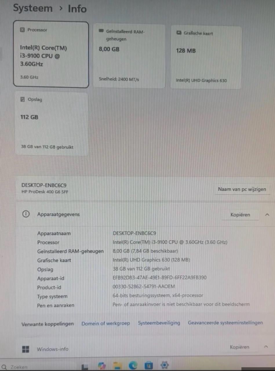 HP ProDesk 400 G6 SFF Core i3. 9de generatie.GEEN KOERIERSDIENSTEN!!!