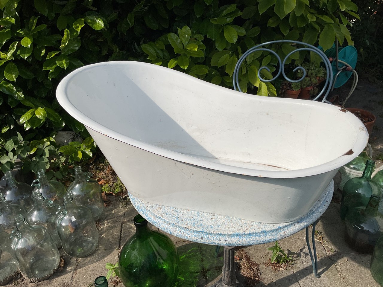 Oud emaille kinderbadje
