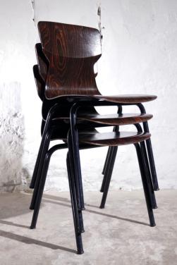 3 vintage Pagholz schoolstoelen