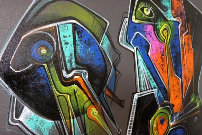 " Sol Naciente " XXL Acrylschilderij van Simeon Gonzales 150 cm x 120 cm