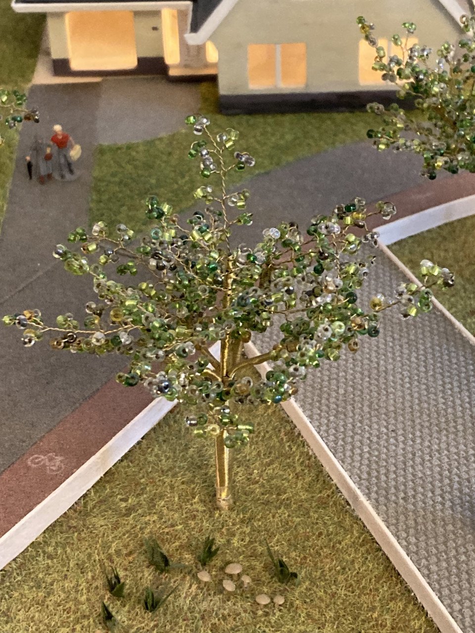 Kralenboompjes voor treinbaan HO-spoor