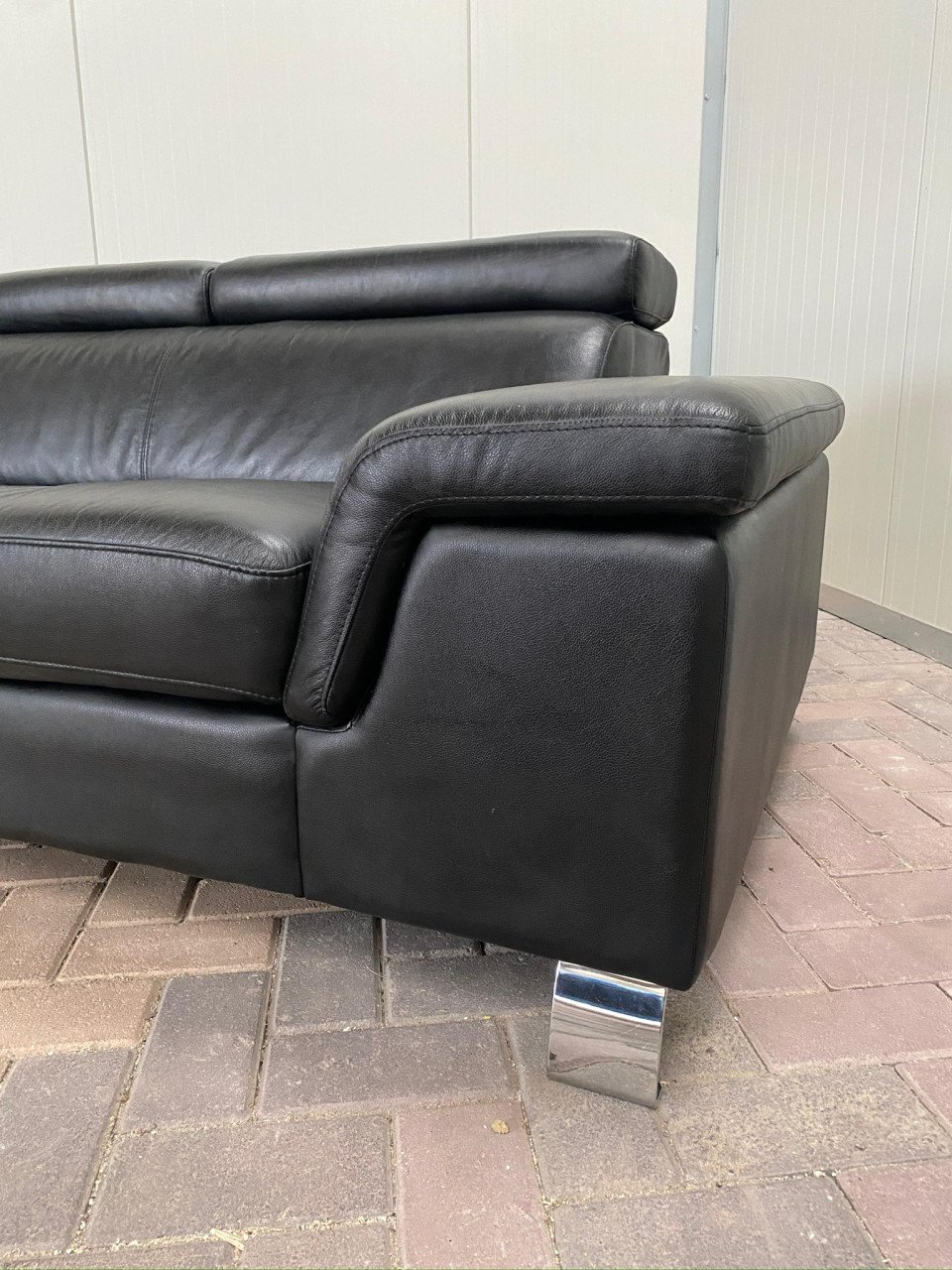 GRATIS LEVERING HEEL NL Zwarte Echt Leer Hoekbank met Chaise Longue