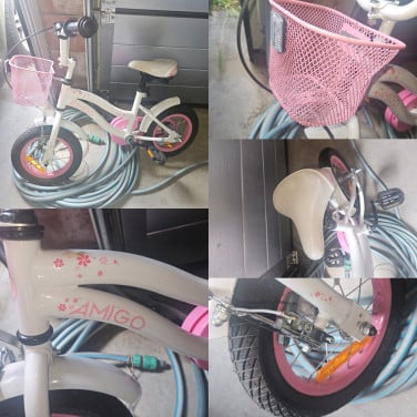 Meisjesfiets 12inch Roze/Wit MERK AMIGO