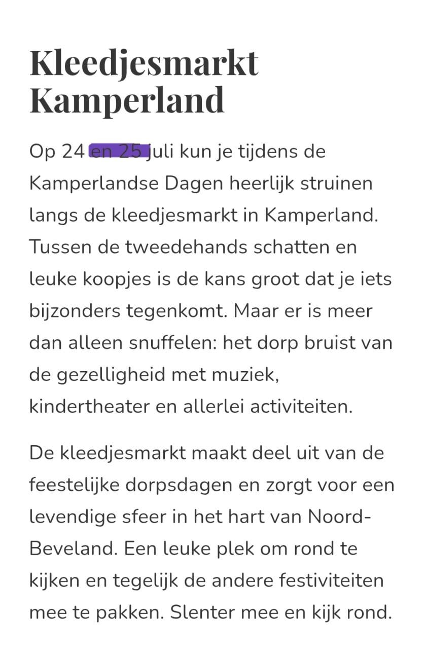 Kleedjesmarkt op de Kamperlandse dagen