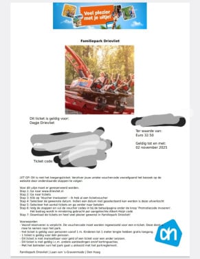 1 ticket / kaartje Drievliet Den Haag