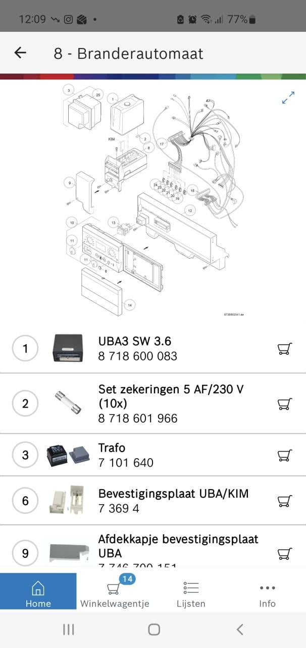Nefit Smartline HRC24 Onderdelen 2003-08 UBA 52751..