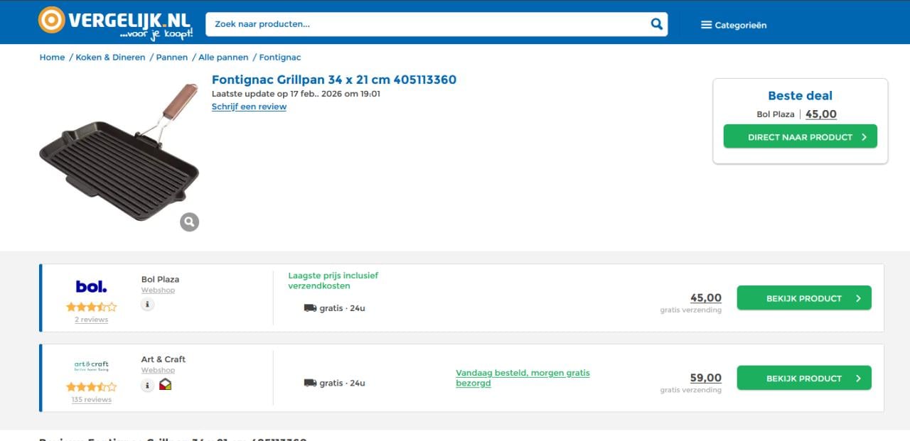 Fontignac Grillpan - gietijzer - rechthoekig - 34 x 21cm