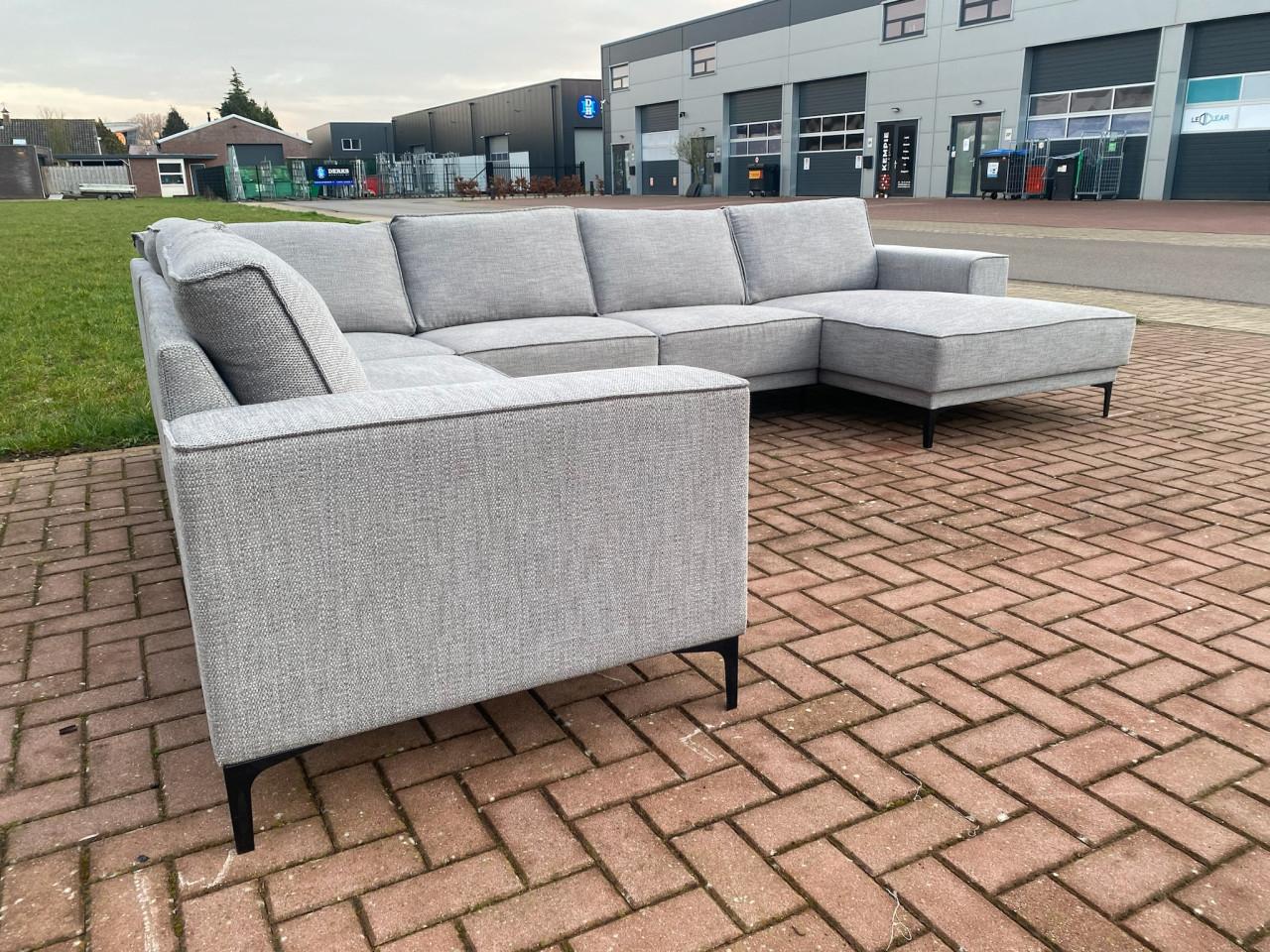 Grijs Stoffen U-Bankstel-Extra Grote Lounge Hoekbank-Gratis Levering