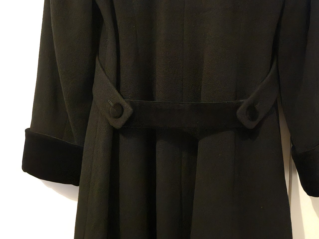 Vintage lange zwarte mantel maat 36