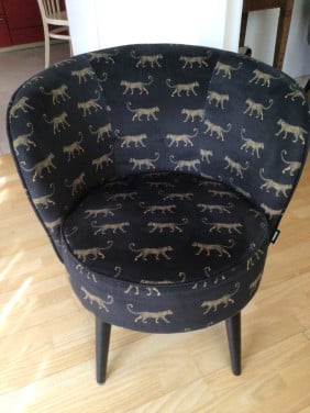 Wood fauteuil Bo fluweel,panter