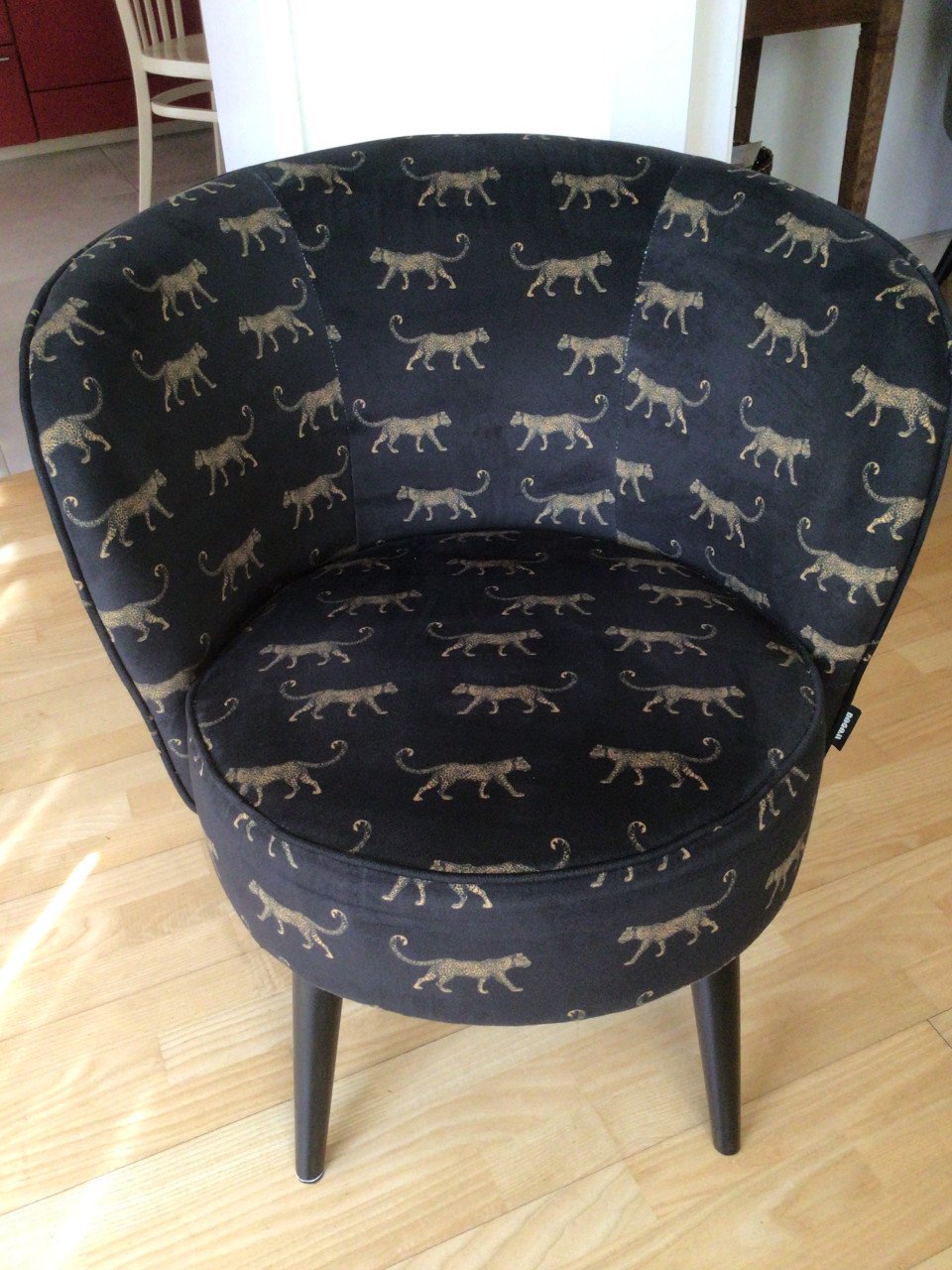 Wood fauteuil Bo fluweel,panter