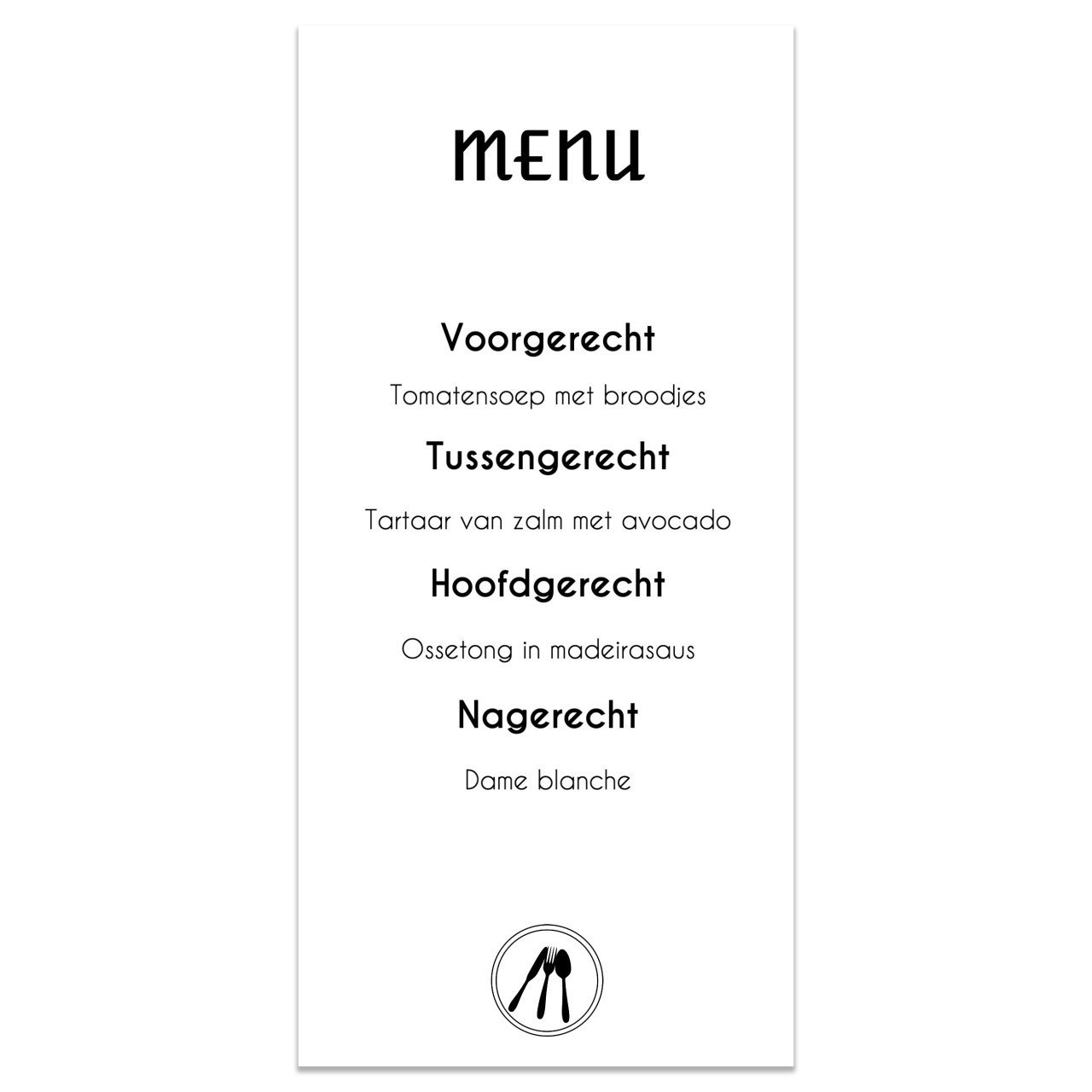 Menu kaarten 21 Diner