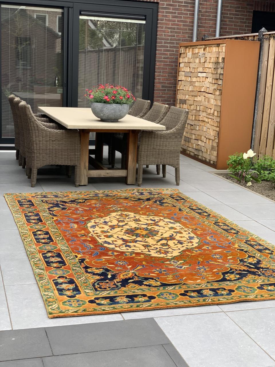 🧡Schitterend Sfeervol Kleurrijk Handgeknoopt Vloerkleed uit India🧡