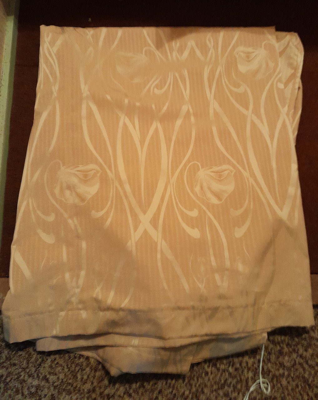 Set polyester overgordijnen met ringen zalm kleur
