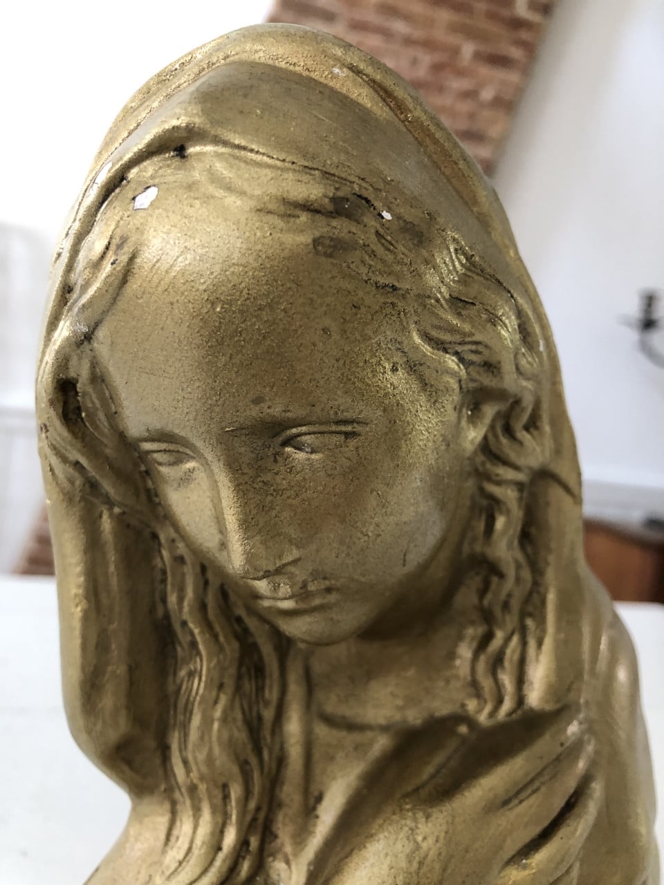 Mooi verguld brocante heilig Maria wandbeeld