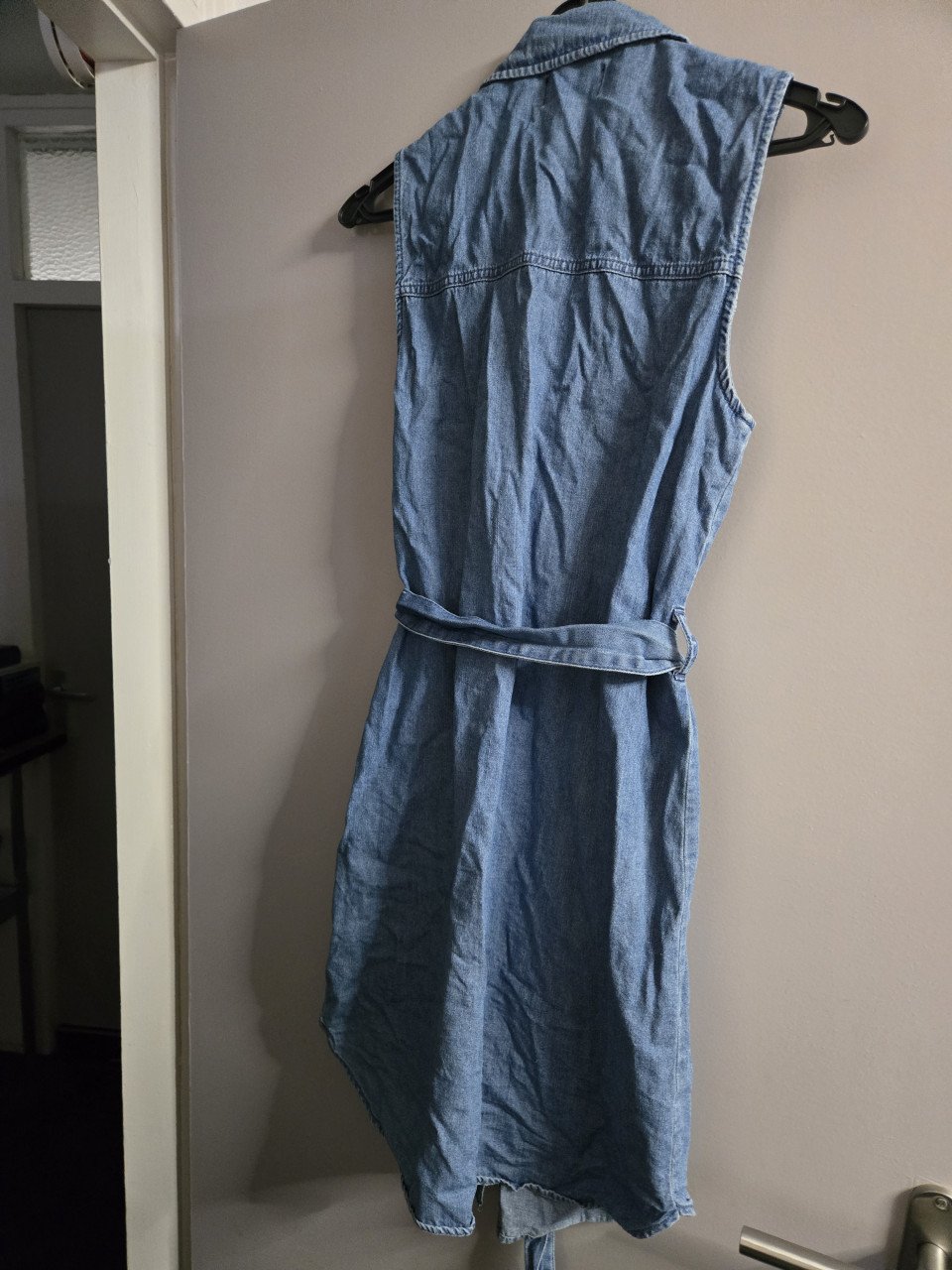 Dames Denim Jurk/long blouse met riem Pieces maat S