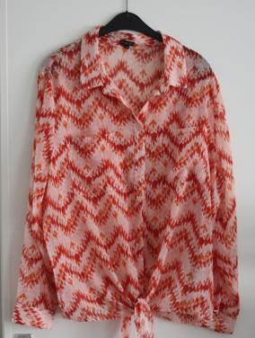 Blouse shirt oranje roze rood maat 46