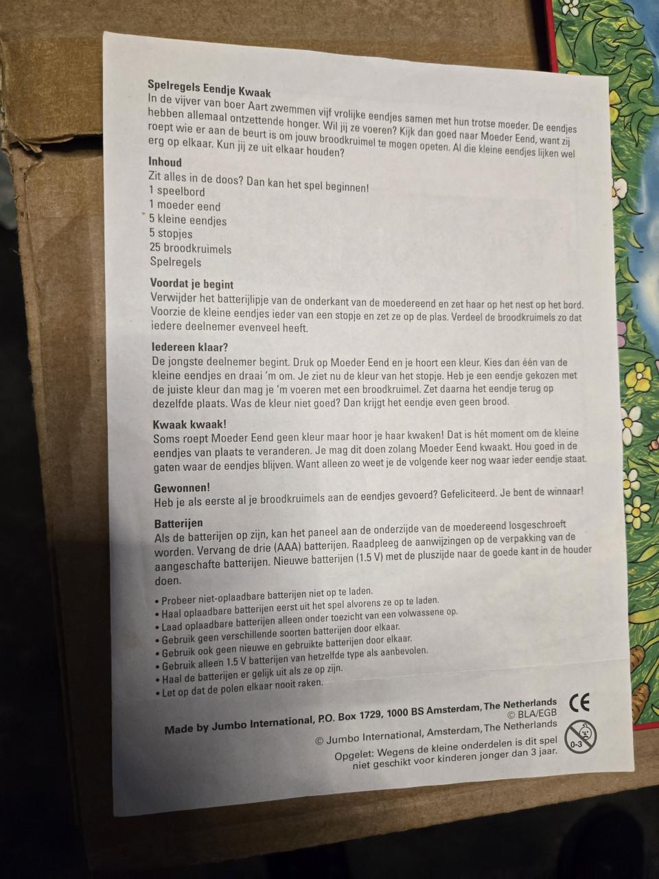 Eendje Kwaak bordspel van Jumbo, +3 jaar 2-4 spelers .