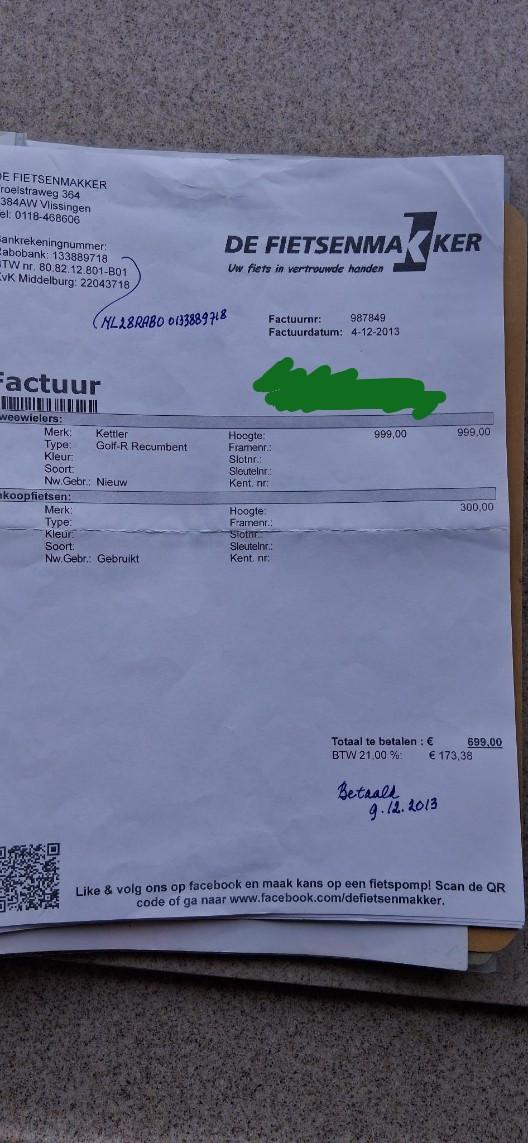 Kettler Golf-R hometrainer zit/ligfiets