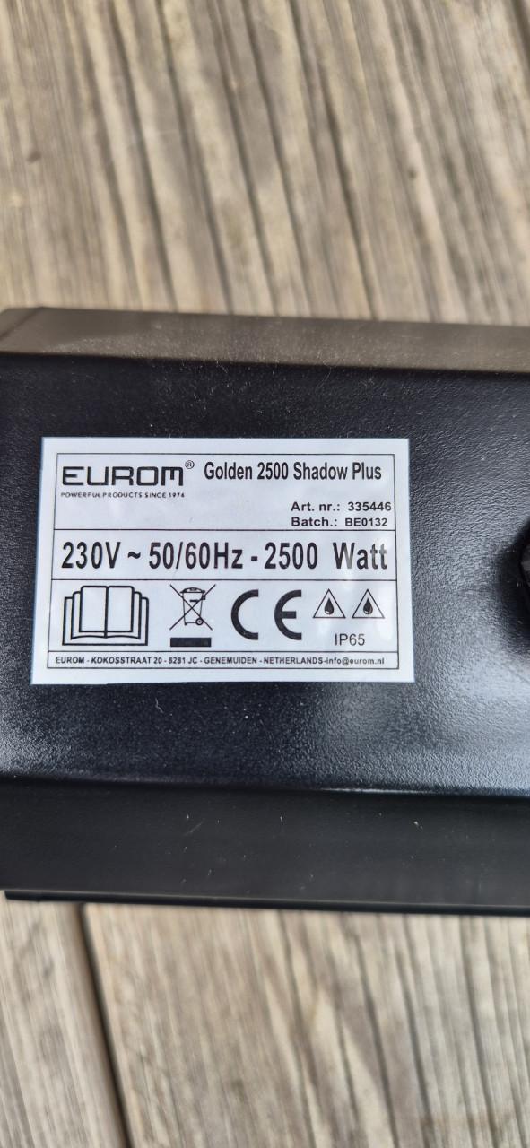 Terras verwarming. Eurom 2500w met ab