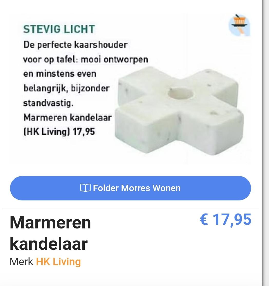 HK Living Marmeren kandelaar - 4 st, met 4 lange kaars inbegrepen = €16