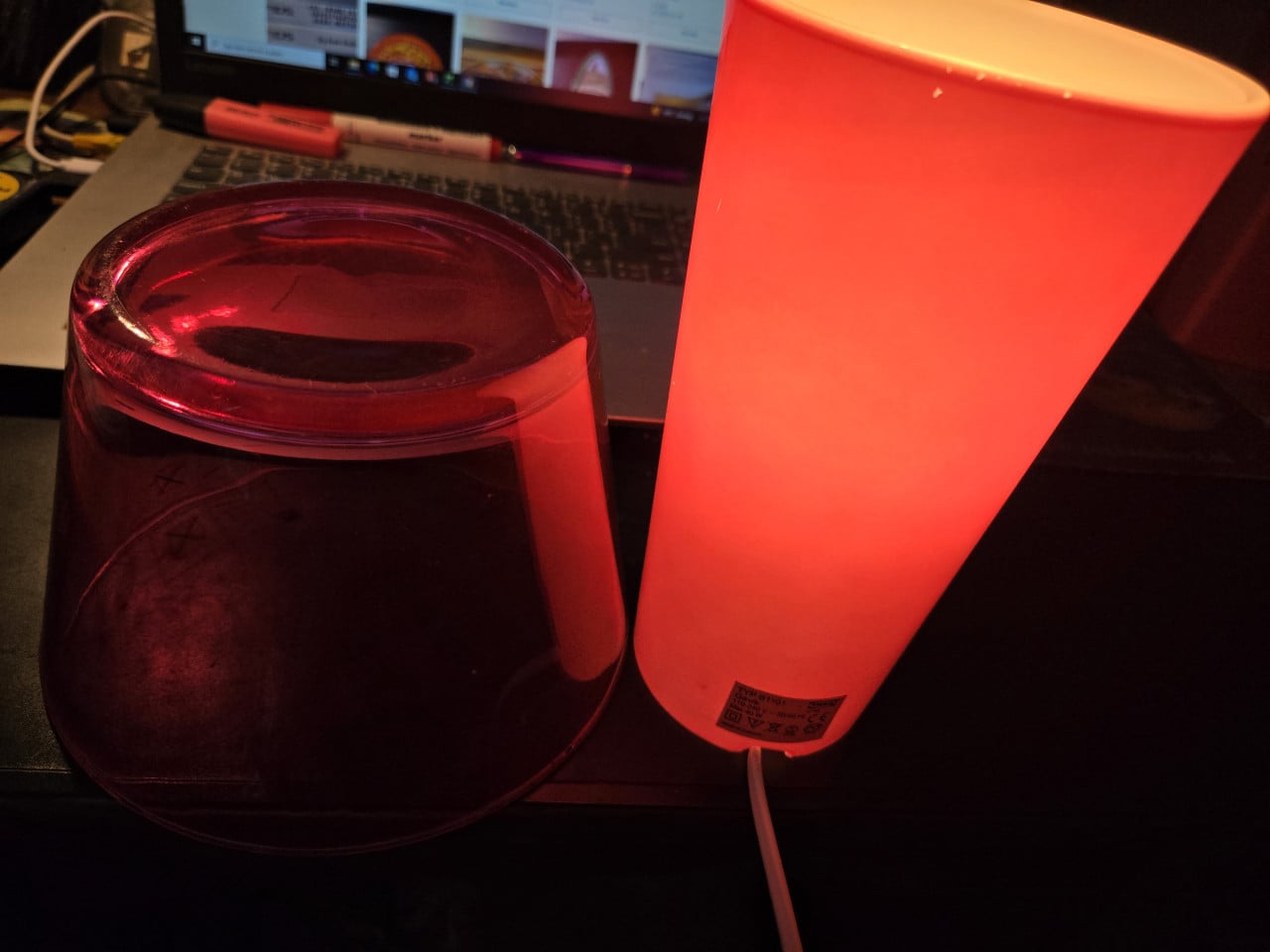 IKEA Gavik vintage roze paddenstoellamp van glas