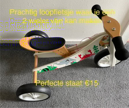 Prachtig houten loopfietsje