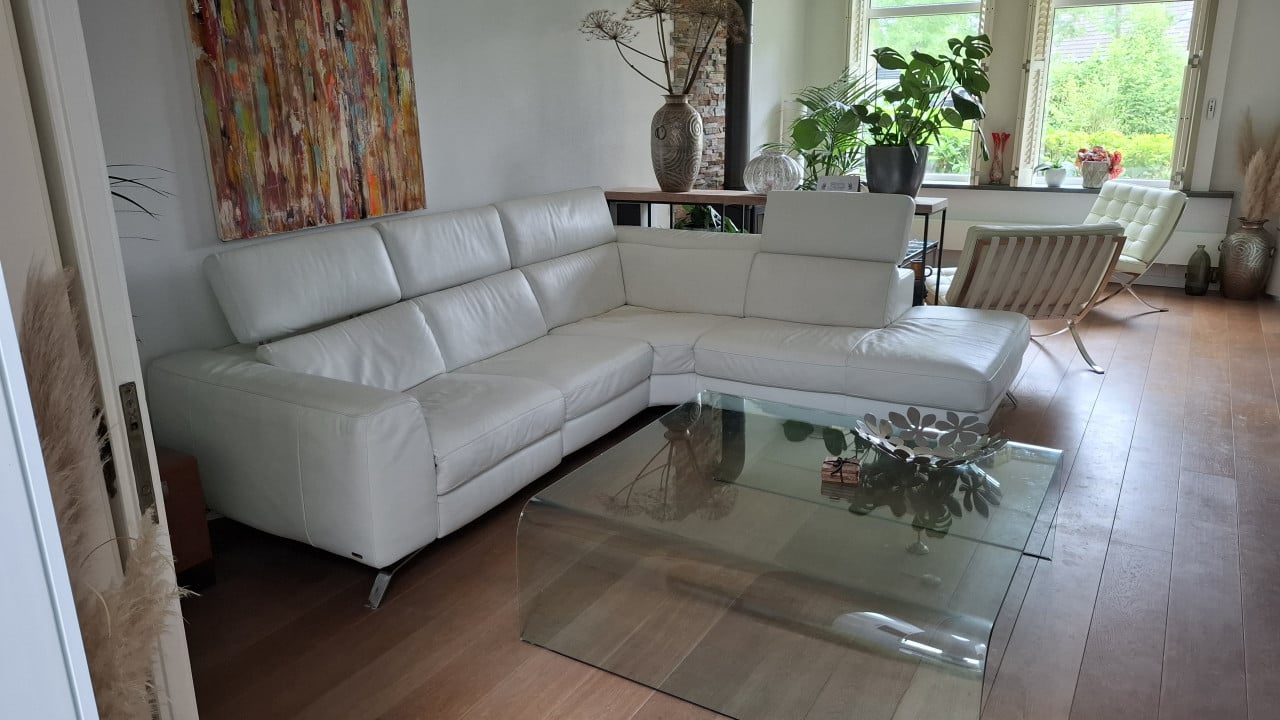 Hoekbank wit leer Natuzzi Editions