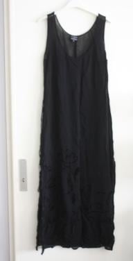 Zwarte overjurk met bladeren print aan de zoom maat 40