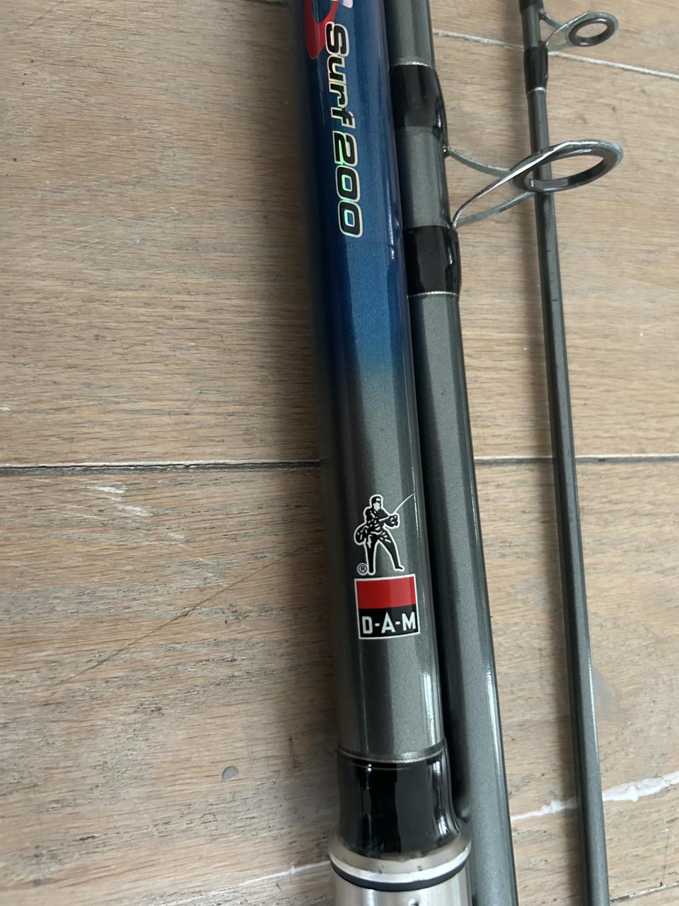 Te koop zeehengel merk Dam onliner surf 200  lang 4.2 meter werpgewicht 200