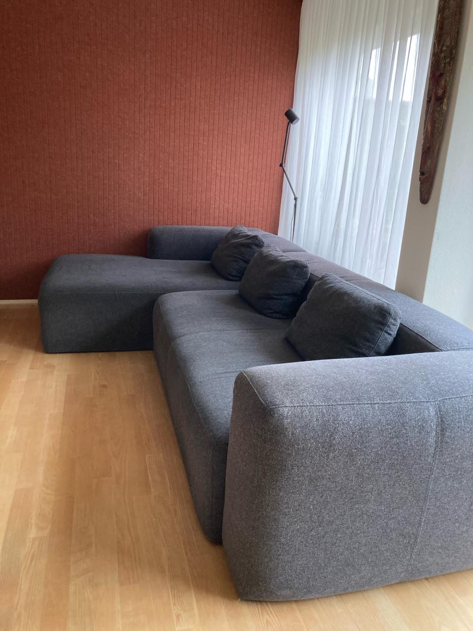 Kave Home 4-zits Loungebank Blok - Donkergrijs Stof