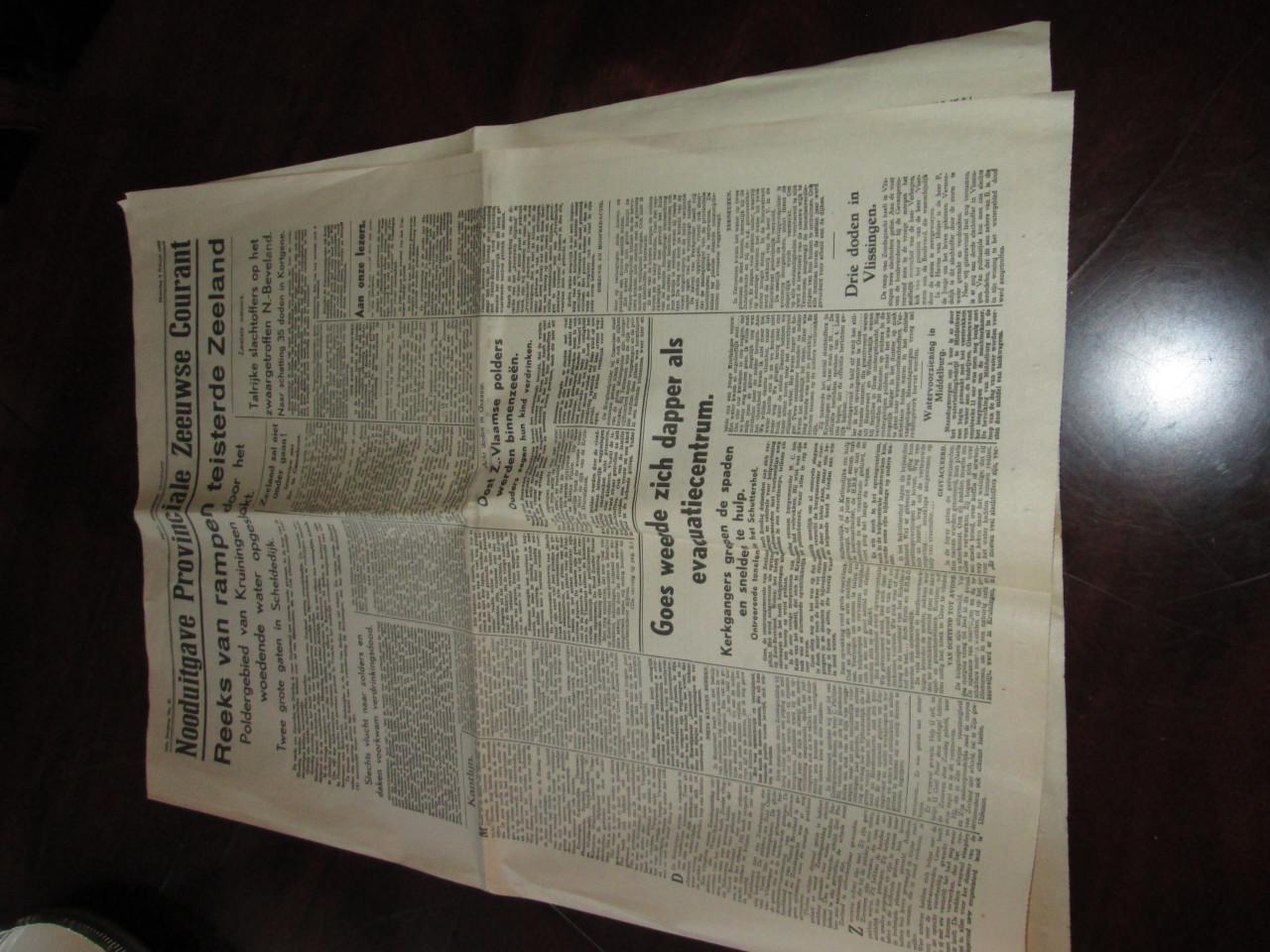 P Z C [ krant] van de watersnood 2 febr 1953