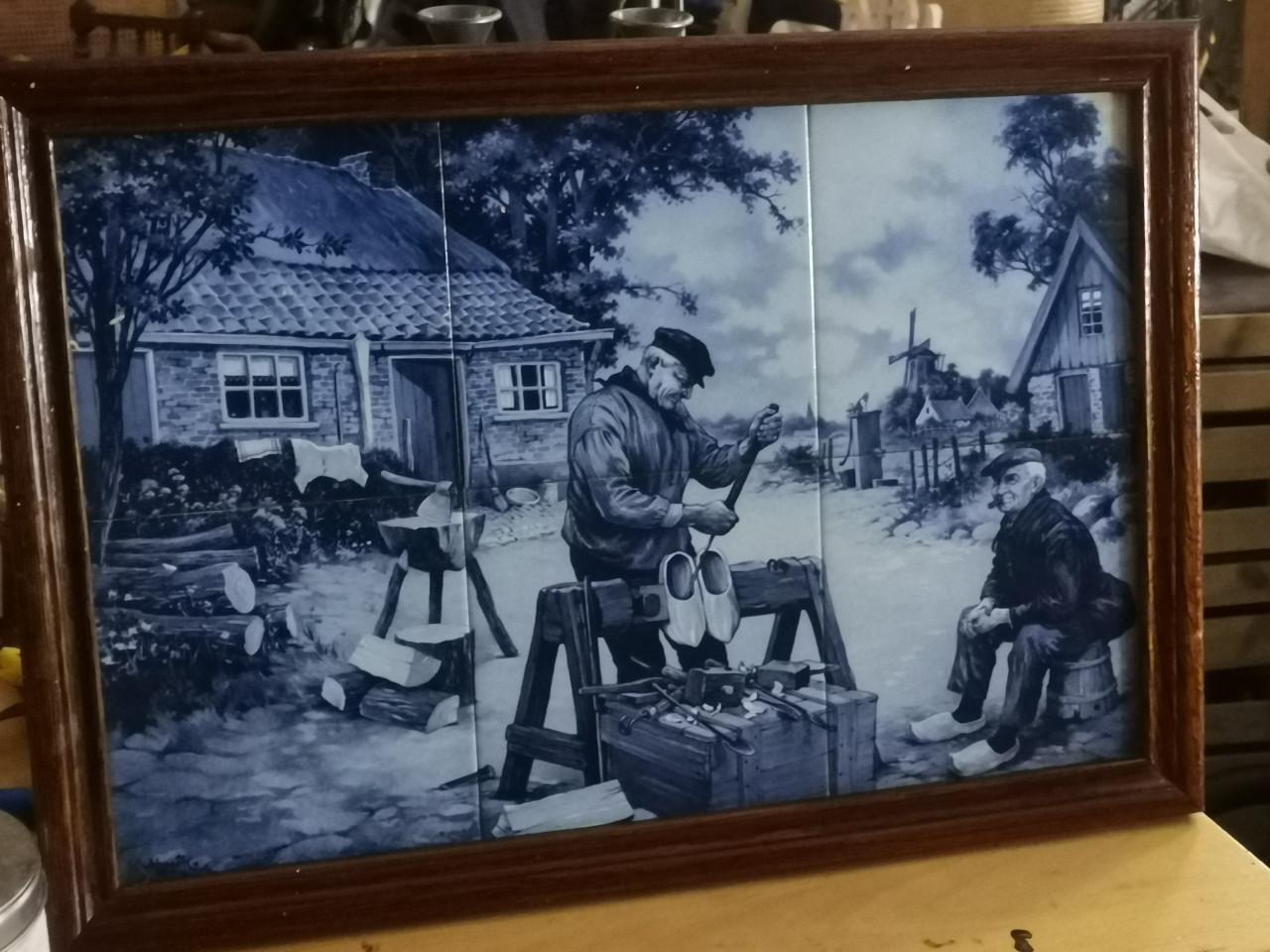 Mooi delfsblauw tegeltableau