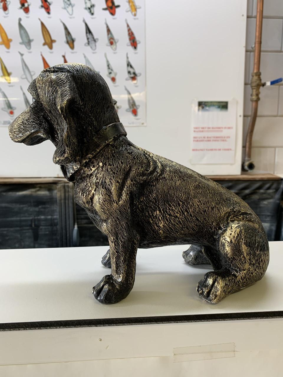 Teckel brons zittend deco groot