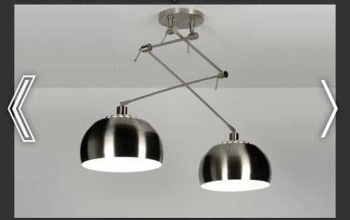 Rietveldlamp geschuurd staal plafond lamp met twee globes