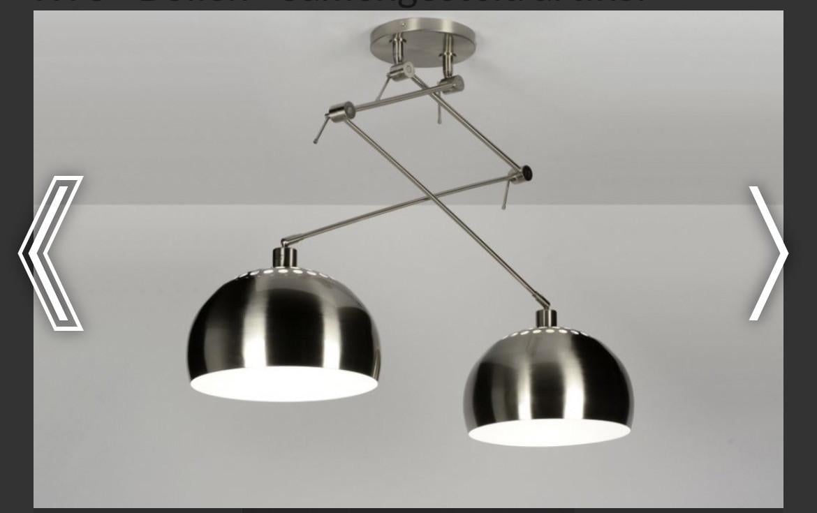 Rietveldlamp geschuurd staal plafond lamp met twee globes