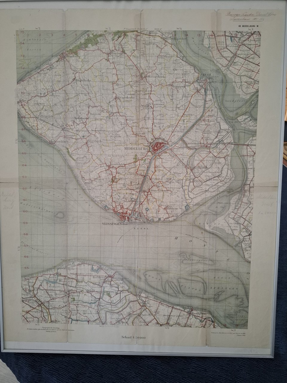 Topografische overzichtskaart van Walcheren en Breskens– situatie 1912 –