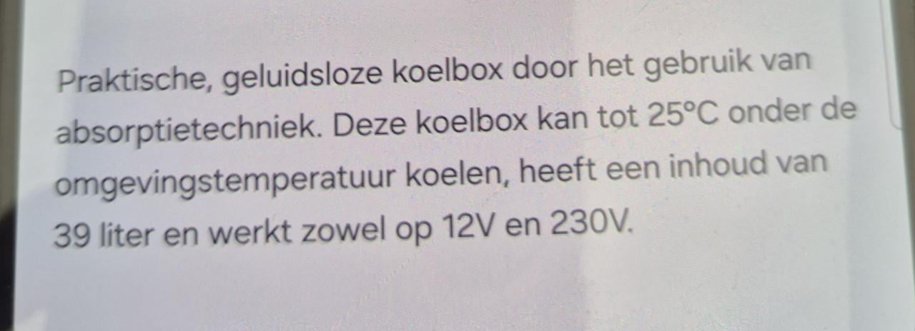 Elektrische koelbox 220 en 12 volt