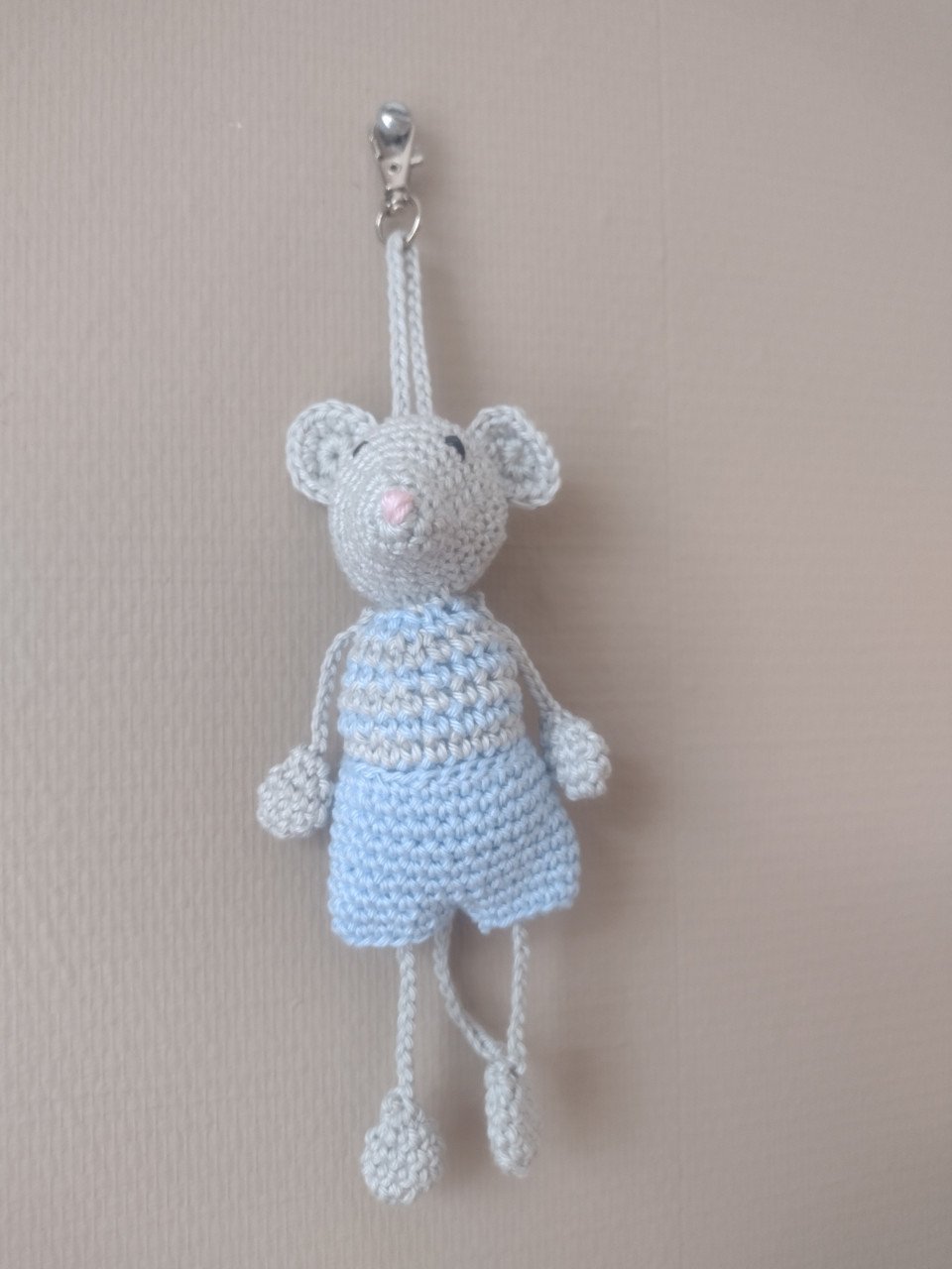 Gehaakte sleutel/tas hanger muis
