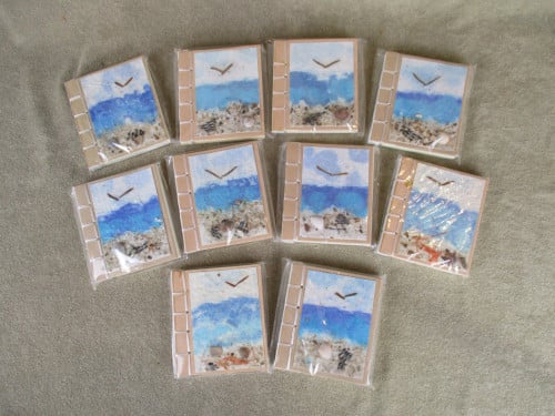 Kleine notitieboekjes handgeschept papier met strand thema, 10 stuks