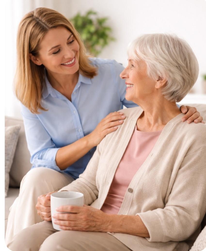 Vriendelijke begeleider en seniorenzorg