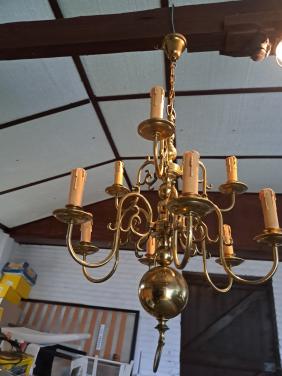 Koperen hanglamp (Dubbele kroonluchter messing)