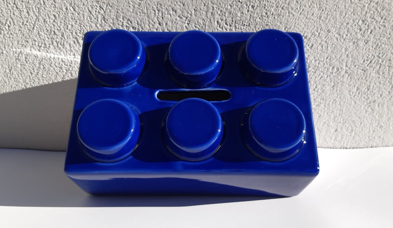 Lego spaarpot , model bouwsteen.