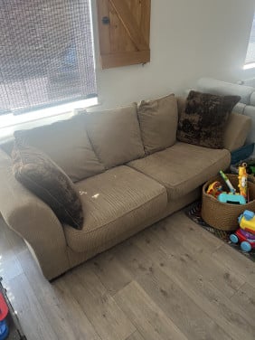 Ribstof bank met love seat en poef